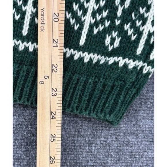 Driving Force Green Knit Sweater Fair Isle Moose Women’s L Cottagecore Country - Picture 8 of 10